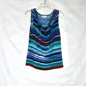 Calvin Klein Sleeveless Striped Blouse (Size: XL)